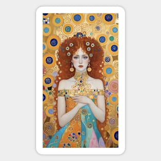 Gustav Klimt's Golden Aura: Inspired Woman in Radiant Elegance Magnet